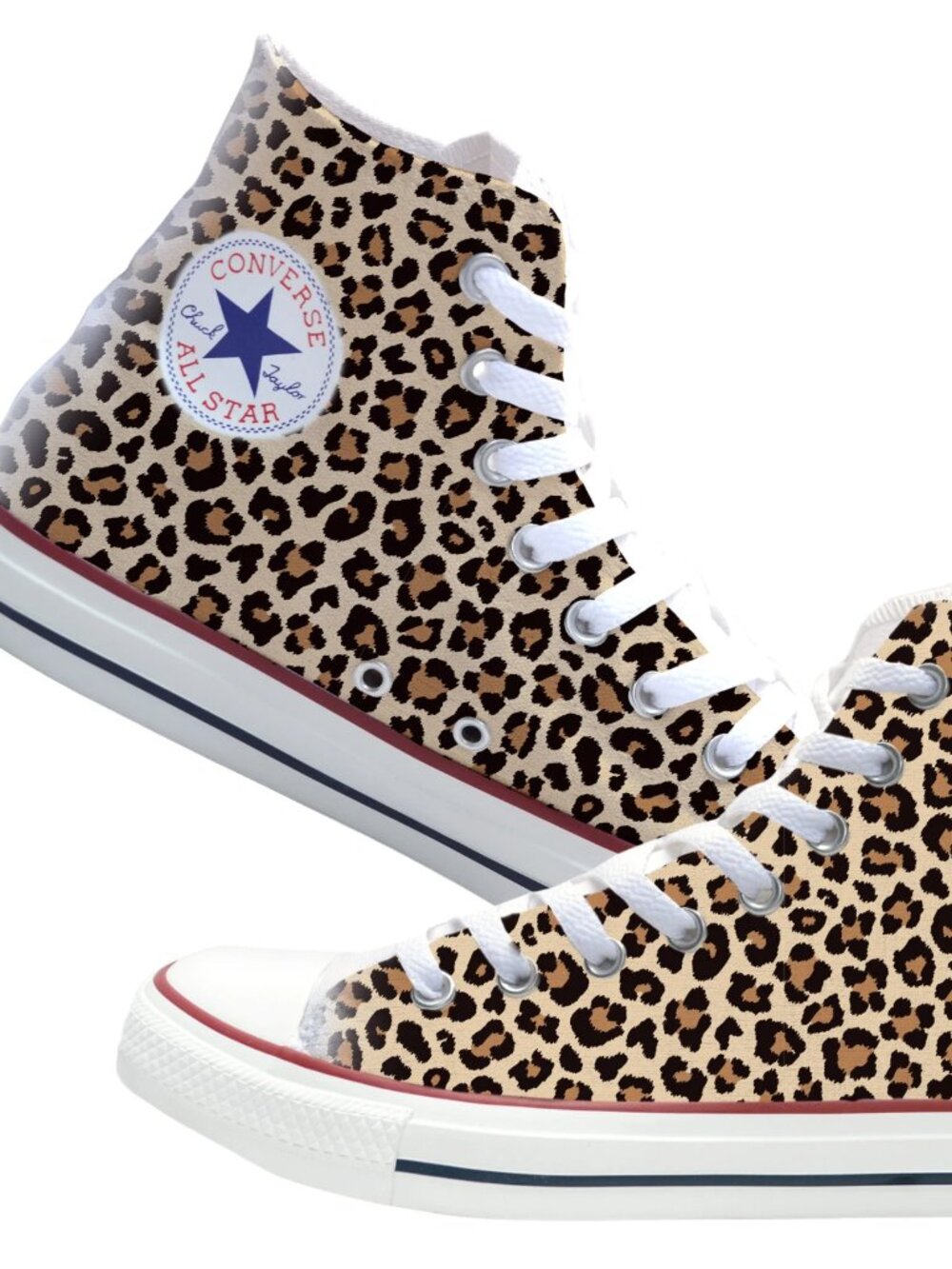 Jaguar Leopard Pattern Converse Chuck Taylor High Top Shoes Unisex Sz M9.5,W7.5
